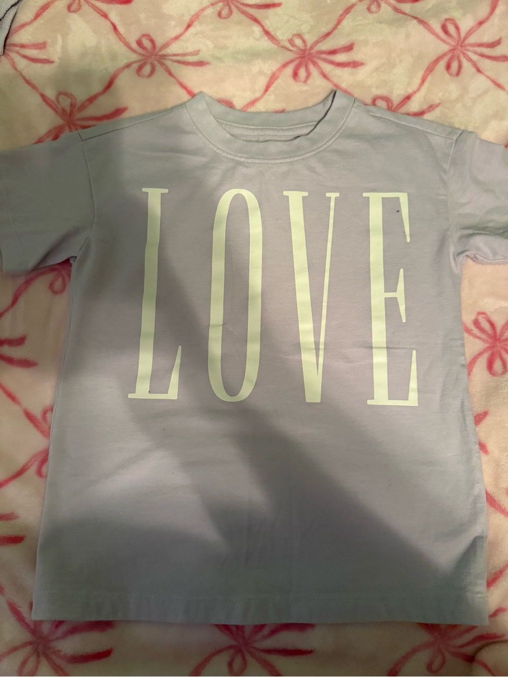 Cat & Jack Lavender Short Sleeve Tee with White LOVE Graphic